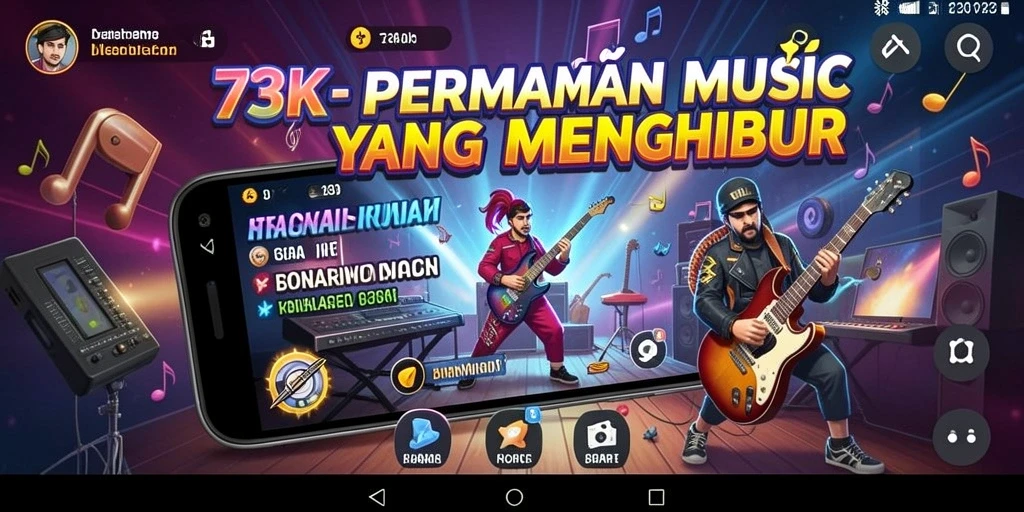 Tampilan permainan 73K yang menarik dengan berbagai pilihan alat musik.