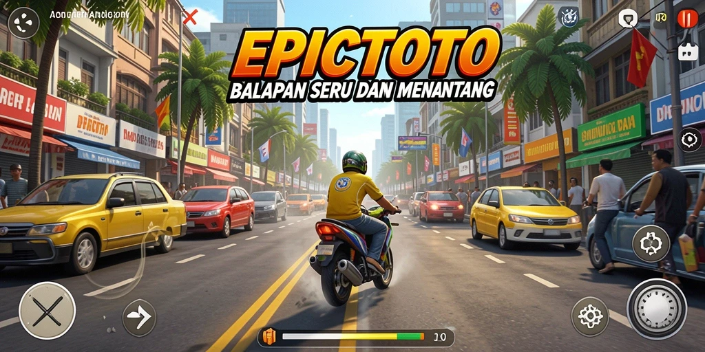 Screenshot gameplay EPICTOTO yang menampilkan aksi balapan mendebarkan.