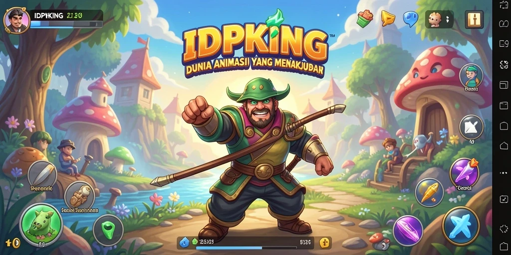 Tampilan seru gameplay IDPKING dengan petualangan anime.