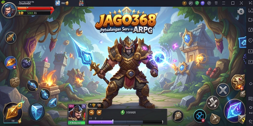 Screenshot utama JAGO368 menampilkan aksi pertempuran seru dalam dunia ARPG.