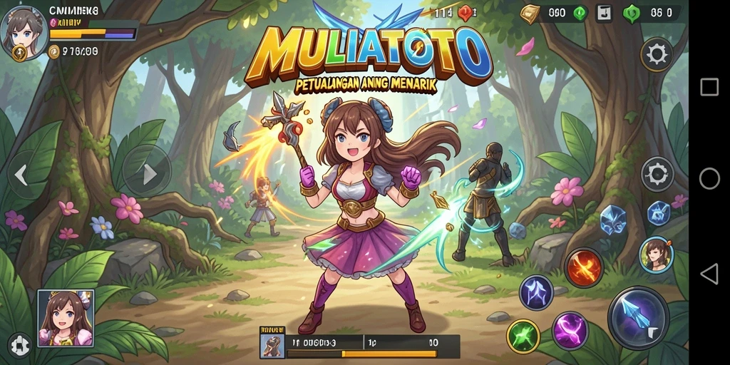 Screenshot gameplay MULIATOTO yang menampilkan karakter Anime dalam aksi.