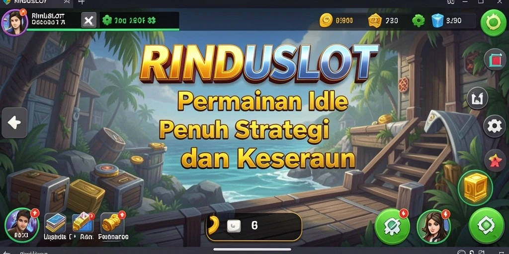 Screenshot gameplay RINDUSLOT menunjukkan karakter yang aktif dan sumber daya yang berkembang.