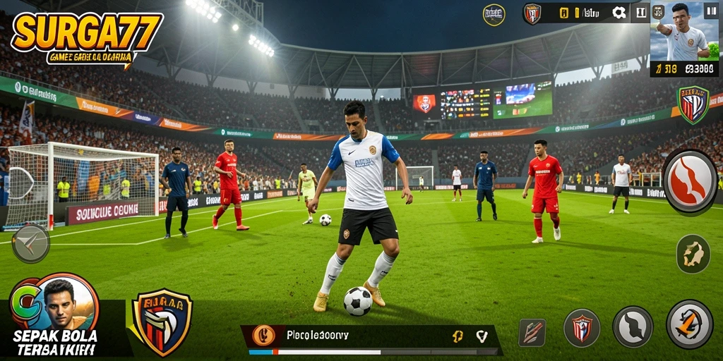 Gambaran gameplay <strong>SURGA77</strong> yang menarik dan penuh aksi sepak bola.