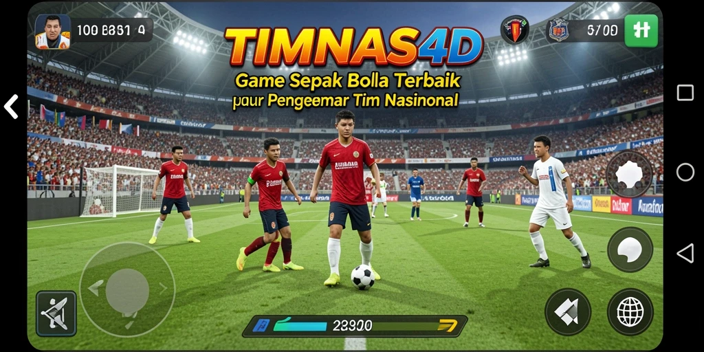 Tangkapan layar gameplay menghadirkan aksi sepak bola seru.